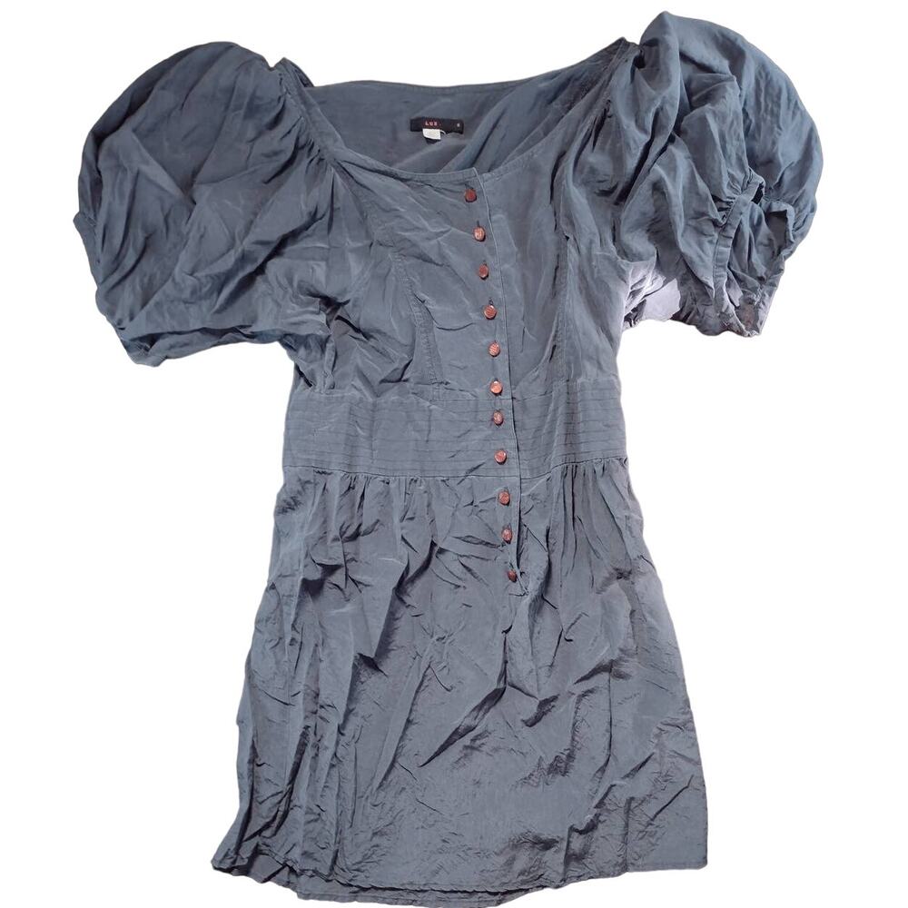 Lux Women's Silk Puff Sleeve Dress Size Small - Picture 1 of 2